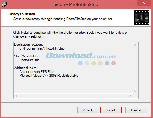 Bắt đầu cài PhotoFilmStrip