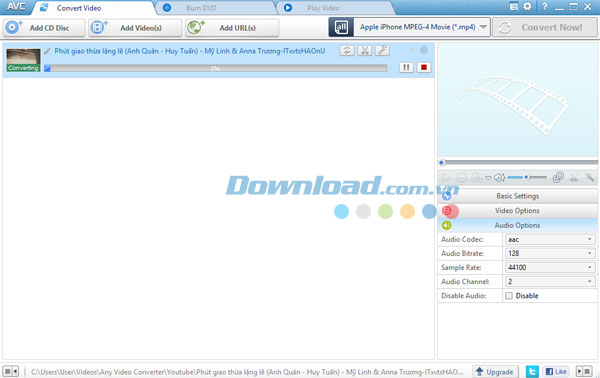 Lựa chọn định dạng đầu ra