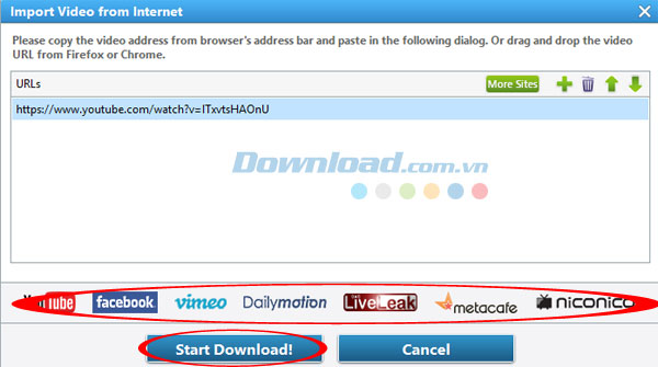 Bắt đầu tải video