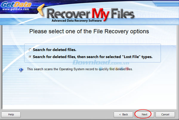 Lựa chọn chế độ phục hồi