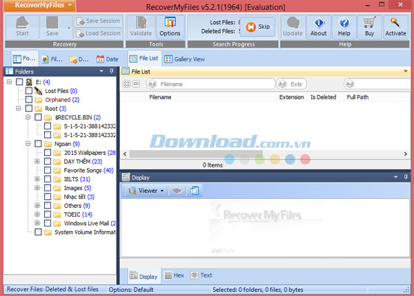 Liệt kê tập tin được tìm kiếm