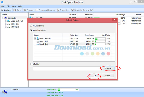 Phân tích không gian sử dụng ổ đĩa