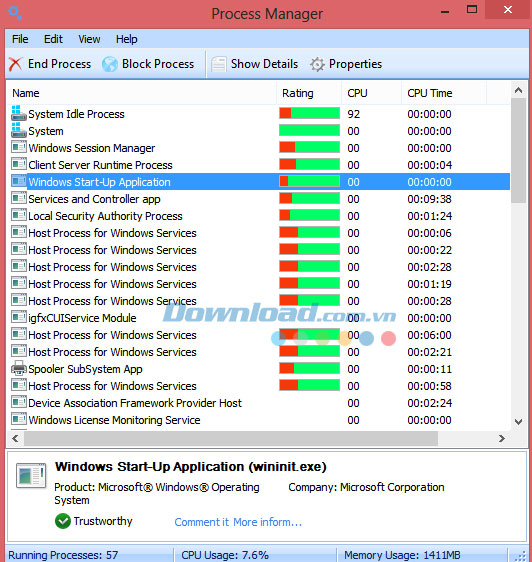Kết thúc hoặc chặn một số tiến trình tiêu tốn nhiều RAM và CPU