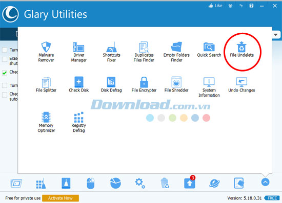 Cửa sổ File Undelete