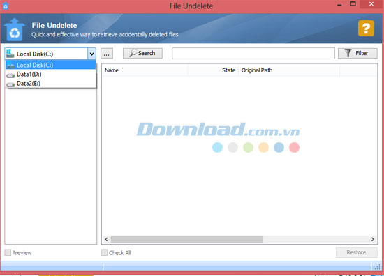 Chọn ổ đĩa chứa tập tin bị mất