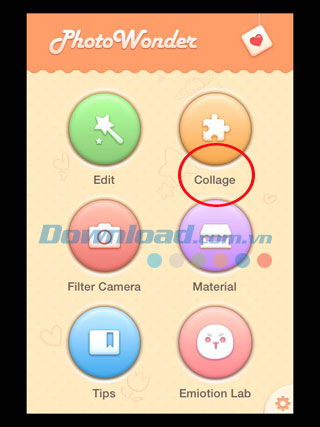 Màn hình chính Cắt dán ảnh với PhotoWonder