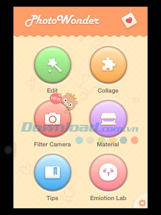 Màn hình chính Hướng dẫn sử dụng PhotoWonder