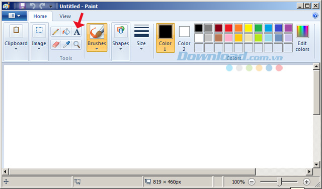 Mở Paint lên Cách viết chữ ông đồ, chữ thư pháp chúc mừng năm mới