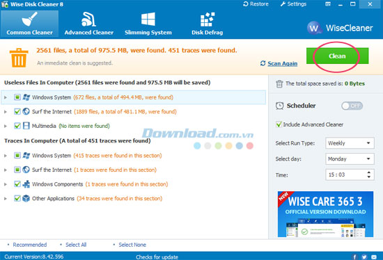Các dấu vết và tập tin rác được tìm thấy