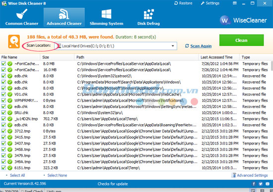 Quét các ổ đĩa trong máy tính