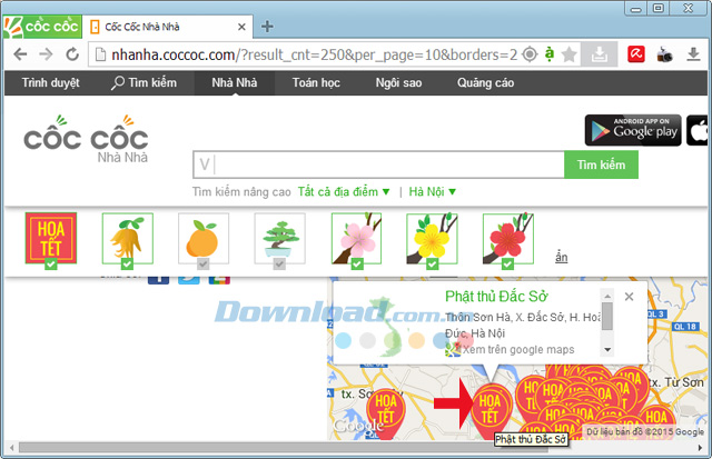 Tìm chợ hoa Tết, hình nền Tết, lời chúc Tết bằng Cốc Cốc