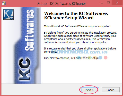 Trình thuật sĩ hỗ trợ cài đặt KCleaner