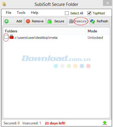 Bỏ khóa thư mục
