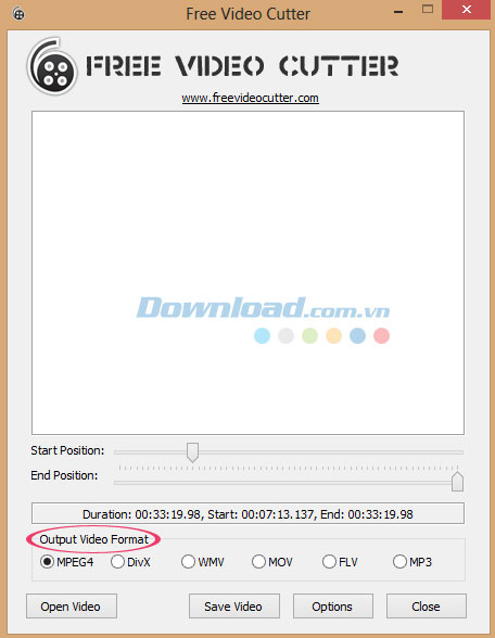 Thiết lập định dạng video đầu ra