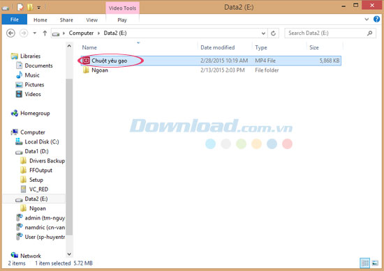Chọn vị trí để lưu lại video