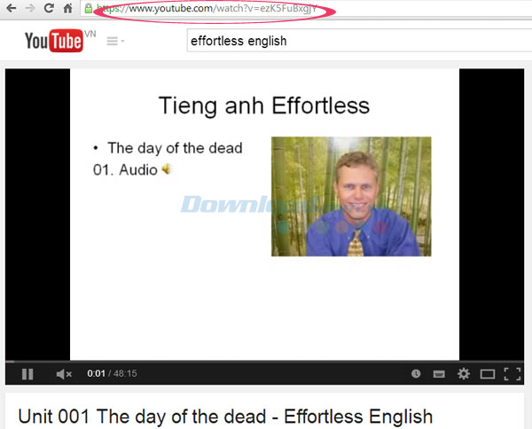 Sao chép URL của video YouTube