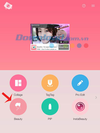 Màn hình chính Sửa ảnh tự sướng với FotoRus