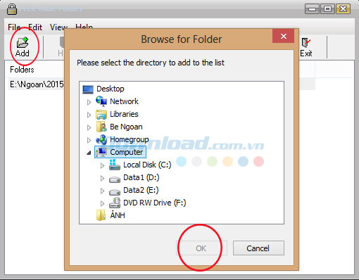 Thêm thư mục cần ẩn