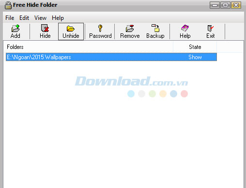 Bỏ ẩn thư mục