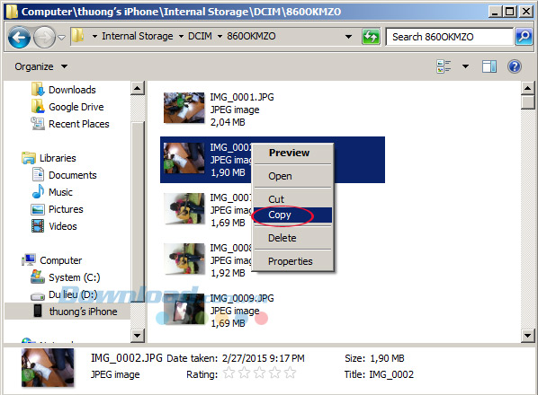 Hướng dẫn copy ảnh từ iPhone ra máy tính