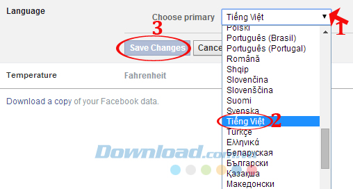 Thay đổi ngôn ngữ Hướng dẫn đổi giao diện Facebook thành tiếng Việt