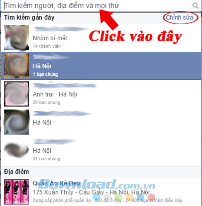 Xóa lịch sử tìm kiếm trên Fb