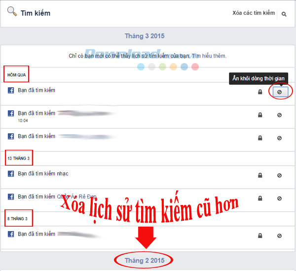 Cách xóa lịch sử tìm kiếm trên FB