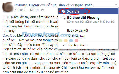 xóa tag khỏi ảnh và bài viết trên Facebook