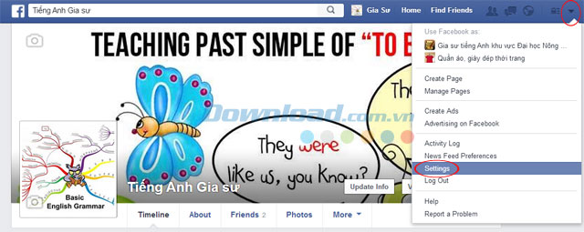 Truy cập mục Settings