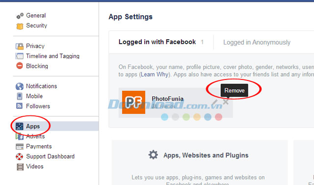 Truy cập thư mục Apps