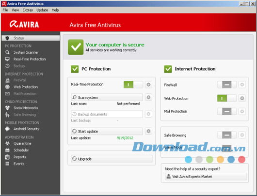 Avira Free Antivirus. Những phần mềm cần thiết sau khi cài lại Windows