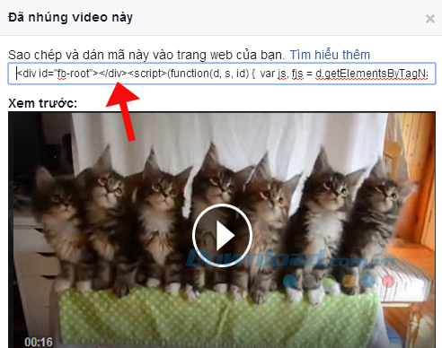 Cách nhúng video trên Facebook vào website