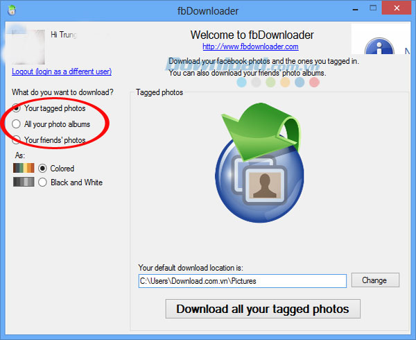 Download album ảnh trên Facebook