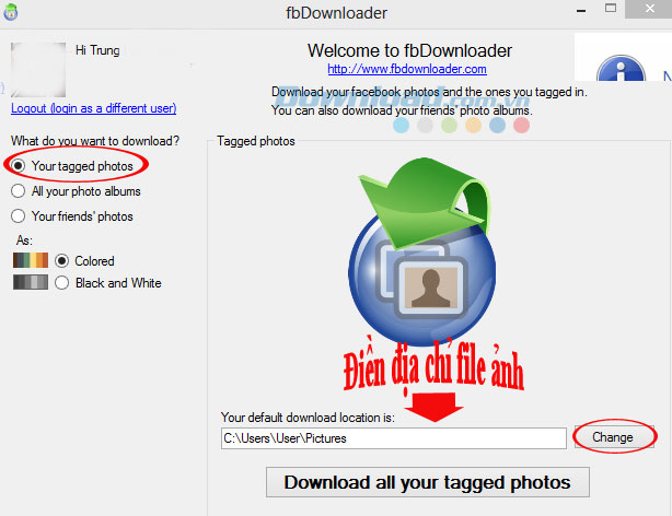Download album ảnh trên Facebook
