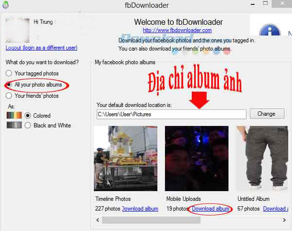 Download album ảnh trên Facebook