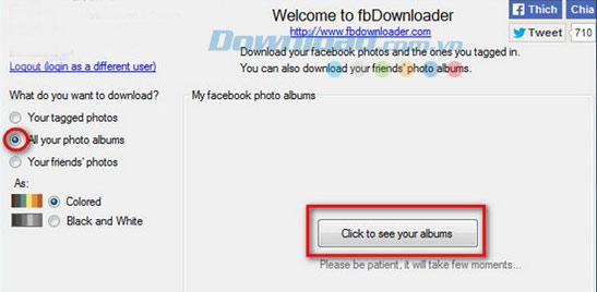 Download album ảnh trên Facebook