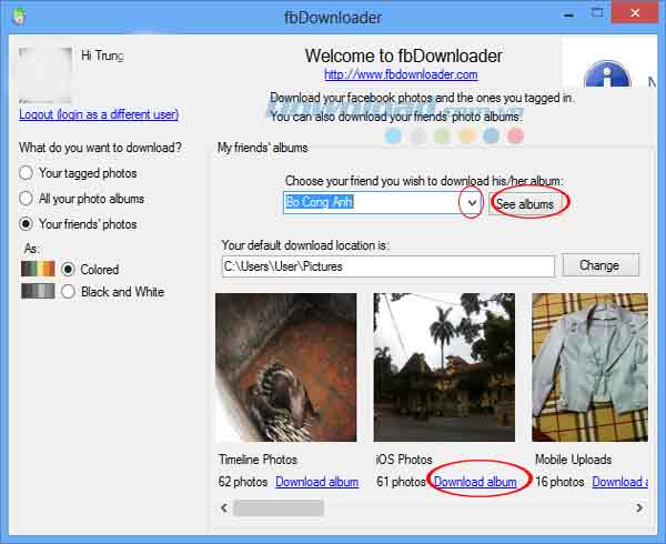 Download album ảnh trên Facebook