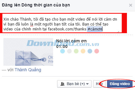 Cách làm video "cảm ơn" trên Facebook