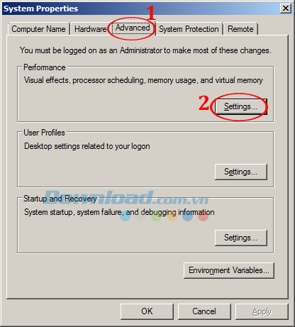 Nhấn vào Advanced