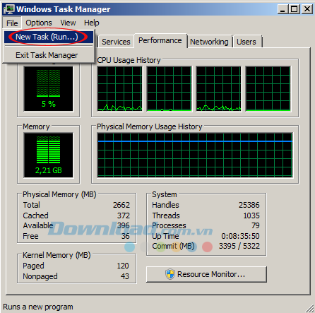 Tạo Task mới Hướng dẫn khắc phục tình trạng CPU chạy quá tải