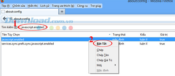  Cách tắt, bật Javascript trên Firefox