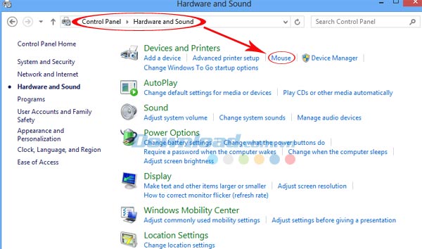Chọn mục Mouse trong phần devices and printers Cách khóa touchpad trên laptop