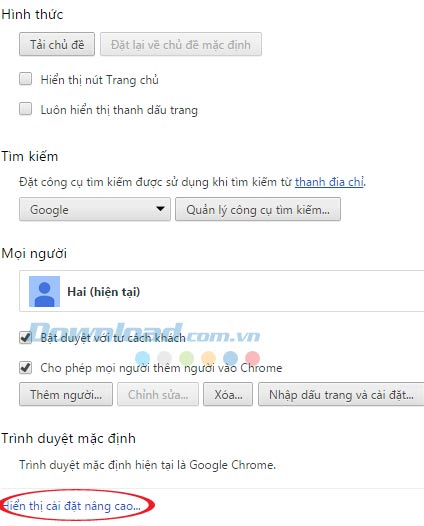 Hiển thị cài đặt nâng cao Cách hiển thị mật khẩu đã lưu trên trình duyệt