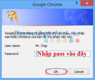 Xác nhận pass Cách hiển thị mật khẩu đã lưu trên trình duyệt