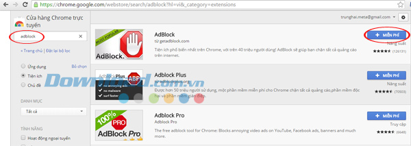 Tìm kiếm adblock trên chrome Cách cài đặt Adblock cho các trình duyệt