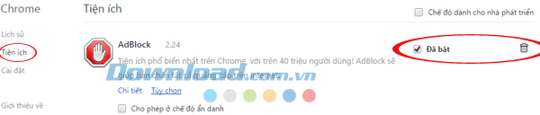 Vào tiện ích Cách cài đặt Adblock cho các trình duyệt