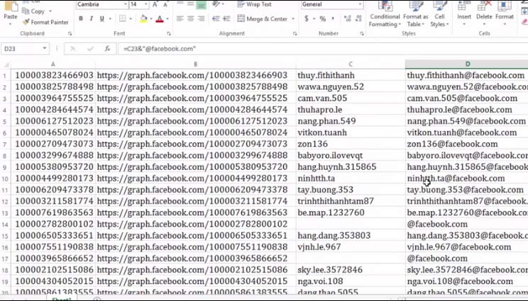 Cách chuyển UID Facebook thành Facebook email