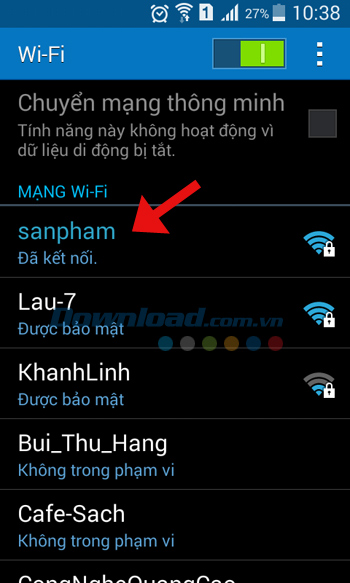 Kết nối tới mạng wifi