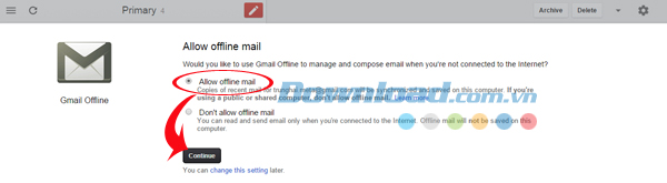 Vào gmail trên chrome không cần internet