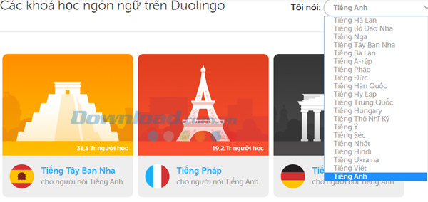 Học ngoại ngữ miễn phí với Duolingo